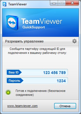 TeamViewer. Так он выглядит при запуске на стороне клиента.